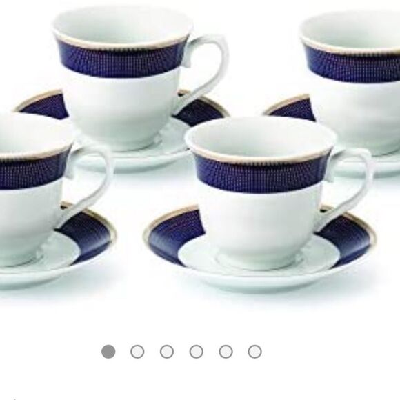 Lorren Home Trends Midnight set of 4 teacups & 4 saucers. - Picture 2 of 9